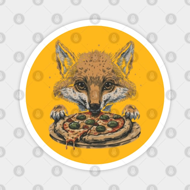 Hungry animal coyote wolf eating pizza funny kids tees funny gift ideas for pizza lovers Magnet by WeLoveAnimals